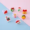 Sinos de Rena de Resina de Natal, Árvore de Natal, Boneco de Neve, Chapéu de Papai Noel, Meias, Argolas Abertas, Acessórios de Mão Atacado