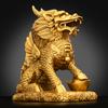 Enfeites de Kirin de Cobre, um Par de Kirins Macho e Fêmea Pisando em Lingotes, Kirin Bagua Decorações de Mesa para Casa e Escritório, Kirin de Fogo