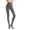 Leggings de algodón a rayas verticales grises para mujer, otoño invierno, estilo nuevo, rayas verticales finas con falda, prenda exterior adelgazante, pantimedias con felpa