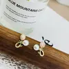 Pendientes Coreanos Lujo Ligero Nicho Gama Alta Estilo Ins para Mujer Pendientes de Botón Tulipán Rosa Dulce Flor Perla