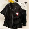 Cárdigan de Algodón Nube de Verano con Cuello Solapa, Estilo Dulce Femenino, Pijama Popular de Dibujos Animados, Pantalones Cortos de Manga Corta, Conjunto de Ropa para el Hogar para Mujer
