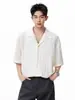 Camisa de verano transfronteriza para hombre, cuello cubano, manga corta, estilo hawaiano, corte holgado, transpirable, diseño retro tejido calado, camisa de vacaciones