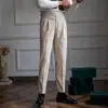 Calça Casual Reta de Veludo Cotelê Italiana Nápoles Cintura Alta Luxo Leve Retrô Britânica Outono e Inverno Tendência Masculina