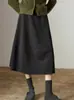 Falda de Capullo de Flor para Mujer 2025 Invierno Nuevo Diseño con Abertura Gris Falda de Lana Berkeley de Corte A con Forma de Pera