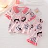 2025 pijamas de gola de boneca para meninas primavera e verão meninas bebê cardigã ocidental terno de roupa de casa infantil grande atacado