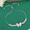 Pulseira Borboleta de Camada Dupla Cravejada com Zircônia, Estilo Ins, Best-Seller Transfronteiriço de Luo Chen, Ajustável e Retrátil, com um Design de Luxo Leve de Nicho