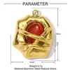 Flor de Piedra Natural Francesa Gota de Agua Diy Colgante de Acero de Titanio Geométrico Ovalado para Mujer Malachita Acero Inoxidable Joyería Colgante