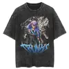Tamanho Europeu Transfronteiriço Naruto Hip Hop Oversized Lavado Anime Camisetas m