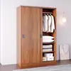 Guarda-roupa com porta de correr para casa, quarto, quarto de aluguel, apartamento pequeno, moderno, minimalista, cor de madeira maciça, armário de montagem simples