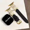 Pulsera Media de Cristal y Pedrería Adecuada para Apple Watch S12/11, Correa de Cuero con Pedrería de Corazón y Estrella para Apple Watch