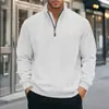 Site Independente Transfronteiriço Temu Suéter Quente de Meio Zíper para Homens, Novo Outono Caimento Solto, Tamanho Grande, Gola Alta Pulôver Manga Longa