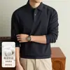 Estilo Old Money Punto Otoño/Invierno Capa Base para Hombre Color Sólido Ropa Interior Camisa POLO Camiseta Casual con Cuello para Hombre Ropa para Hombre