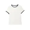 Ropa de Mujer al por Mayor Transfronteriza Estilo Europeo y Americano Tops de Manga Corta Primavera 2026 Nuevo Versátil Bloque de Color Cuello Redondo Camiseta