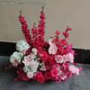 Orden de boda banquete de bodas flor artificial rosa roja floral decoración de boda tarjeta de bienvenida tablero KT flor falsa de boda flor de seda flor decorativa