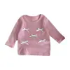 Meninas 2025 Manga Longa Renda Novo Estilo Primavera e Outono Infantil Camiseta Base com Renda na Manga Top para Bebê