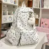 Mochila Estilo Coreano Ins Girly Estrela Bolinhas Versátil Suave Estudante Grande Capacidade Bolsa Escolar Leve Mochila de Viagem