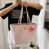 Bolsa grande popular deste ano feminina 2025 nova moda estudantes universitários bolsa de aula primavera grande capacidade bolsa tote contrastante