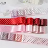 Cinta de poliéster con puntos, cinta de lunares brillantes de una sola cara, accesorios para el cabello DIY para niños, material para moños, caja de regalo, bolsa para envolver ramos