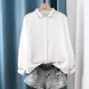 Camisa de gasa de algodón puro con cuello de muñeca bordado japonés y coreano, talla grande holgada, ropa de mujer transfronteriza, fábrica de camisas