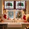 Cortina de Ventana Muñeco de Nieve Navideño Decoración Festival Navideño Sin Taladrar Barra Romana Cortina Corta Impresión Digital Cortina de Ventana