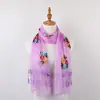 Bufanda Larga de Seda Bordada con Rosa Dorada para Mujer, Chal de Hilo de Belleza de Doble Capa, Encaje, Bufanda Versátil para Primavera, Otoño e Invierno