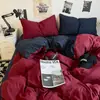 Nuevo Conjunto de Cuatro Piezas para Dormir de Algodón Lavado para Bebés y Madres Conjunto de Tres Piezas para Dormitorio de Estudiantes Color Sólido Sábana Funda de Edredón en