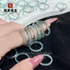 Anel de Jade Azul Tipo Gelo Natural Grau A Banda Lisa Unissex Anel de Jade Fino Anéis de Casal