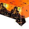 Toalha de Mesa de Halloween Amazon Transfronteiriça Plástico Descartável Caveira Castelo de Abóbora Suprimentos para Decoração de Mesa de Halloween