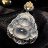 Mercadorias de fábrica pingente de Buda cravejado em prata de lei s925 ramo dourado cravejado em prata de lei folha de jade colar pingente de folha de luxo leve da moda