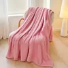 Manta de Franela Lisa de una Sola Capa para Cuatro Estaciones con Textura Jacquard, Terciopelo de Frijol, Terciopelo de Tafetán, Sensación de Masaje, Manta para Siesta, Manta de Sofá