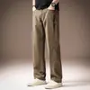 Calça Casual Desconstruída Drapeada Estilo Americano de Luxo para Homens, Verão Fina de Tencel com Toque Fresco para o Dia a Dia, Perna Reta Longa