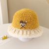 Chapéus Novos de Outono e Inverno para Bebês Meninos e Meninas, Chapéus Balde Estilo Japonês, Renda de Coração Pequeno e Coelho, Chapéus de Pescador Infantis Quentes e da Moda
