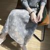 Falda de Algodón Estilo Nuevo Verano 2025 para Mujer Artesanía de Flor Quemada Cintura Alta Versátil Elegante Suelta de Longitud Media