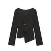 Ropa de mujer al por mayor transfronteriza 2026 AliExpress más vendido moda casual moderna camisa de un botón irregular de manga larga