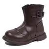 Botas Martin para Niñas para Primavera y Otoño, Botines Versátiles de Moda con Suela Suave, Botines Cortos Infantiles con Hebilla Metálica, Botas de Cuero Sencillas Negras para Niños