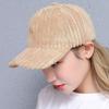 Chapéu de Outono Feminino Inverno Estilo Coreano Cor Sólida Veludo Cotelê Grosso Boné de Baseball Feminino Inverno Estudante Versátil Quente