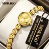 Relógio de Corrente de Bolas Marca Mokago Retrô Mostrador Pequeno Relógio Simples Padrão de Sol Compacto À Prova d'Água Relógio de Quartzo para Mulheres