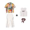 Ropa de moda para niños de hip-hop, traje de camisa con flores para niños y niñas, ropa holgada de rendimiento de hip-hop para niños