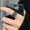 Anillo de cruz geométrico de doble capa vintage desgastado S925 de plata esterlina con microincrustaciones de circonita para mujer, ajustable, nicho, de alta gama, moderno