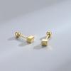 Pendientes de botón geométricos de plata de ley S925 con pasador de rosca cuadrado, dos formas de llevar, moda japonesa y coreana, temperamento, chapado en oro K, lujo ligero, estilo Ins para mujer