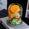 Flor Preservada en Cúpula de Cristal Adorno de Flor de Rosa Día de San Valentín Día de la Madre Regalo de Cumpleaños Decoración Creativa para el Hogar