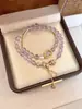 Pulseira com Contas Duplo Círculo Citrino Natural Cabacinha Gilded Years Feminina Levemente Luxuosa Nicho High-End Acessórios