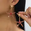 Par de aretes para mujer estilo vacacional colgantes diseño de perla esmaltada verano playa diario