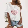 Camiseta Estampada de Cuello Redondo con Patrón de Plumas para Mujer, Colección Primavera/Verano 2025, con Estampado de Mariposa y Corazón, Atrapasueños