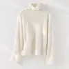 [Ouro Macio de Xizang] Malha de Lã de Iaque sem Costura Peça Única com Gola de Pelo para Mulheres no Outono e Inverno Camiseta Básica com Efeito Emagrecedor