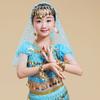 Accesorios para Actuación de Danza India para Niños Aretes Pulsera Collar Étnico Pañuelo para la Cabeza Diadema Danza del Vientre Tocado de Lunares de Colores