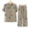 Conjunto de dos piezas de verano de manga corta para mujeres de mediana edad y mayores, traje de camiseta de cuello redondo para madre, ropa de moda para señora mayor