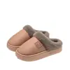 Pantuflas impermeables de cuero y algodón afelpado para mujer para otoño e invierno, de suela gruesa, cálidas, antideslizantes y cómodas para interiores