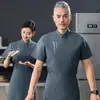 Ropa de trabajo de chef manga corta verano cocina comedor catering traje para hombre transpirable ropa de chef logo