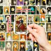 50 nuevas cartas de tarot con grafitis de gatos, todo tipo de pegatinas decorativas impermeables de estilo retro, disponibles al por mayor.